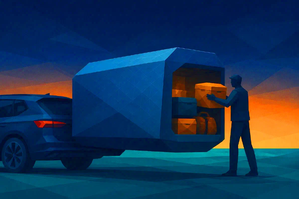 The box expanded upward and rearward with field access to cargo.
