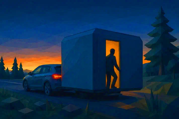 Hitch cabin - a rigid shelter on the road