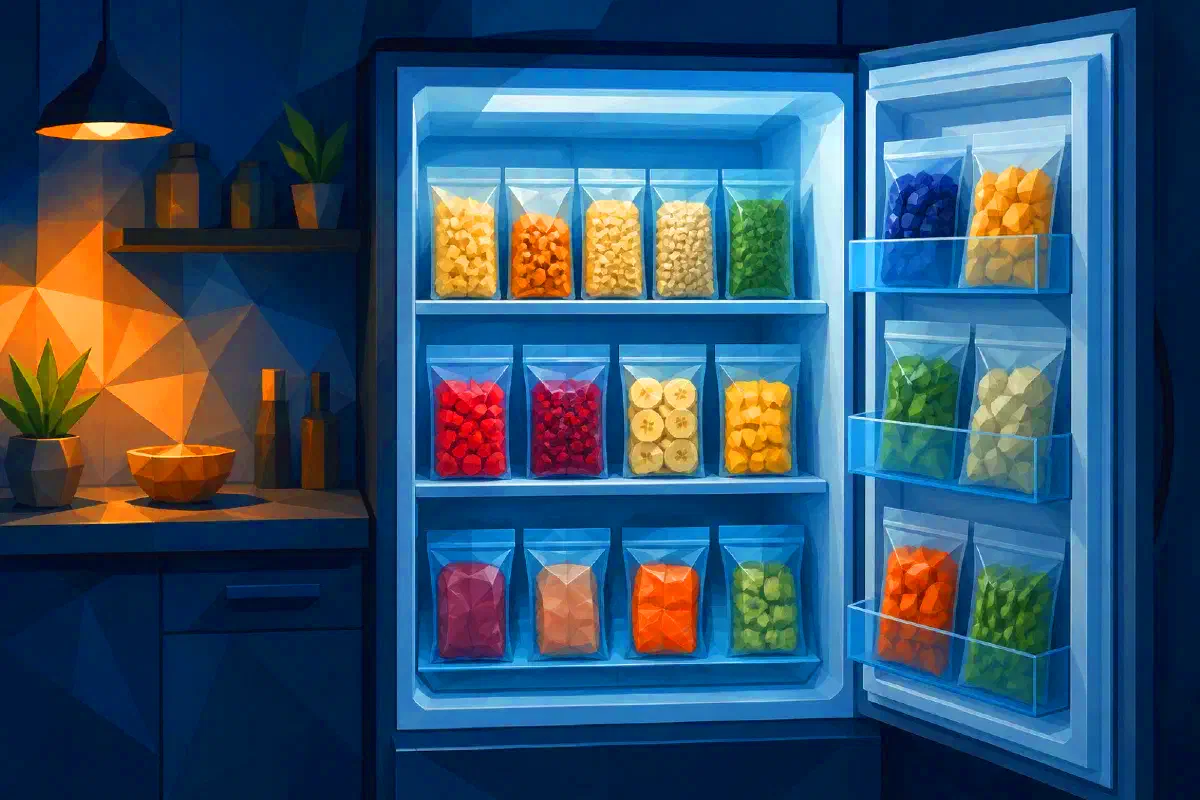 Ingredient chambers in a fridge ready for the next delivery days.